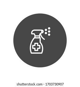 Disinfection white colored vector line icon with dark background