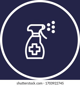 Disinfection white colored vector line icon with dark background