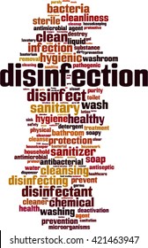 Disinfection word cloud concept. Vector illustration