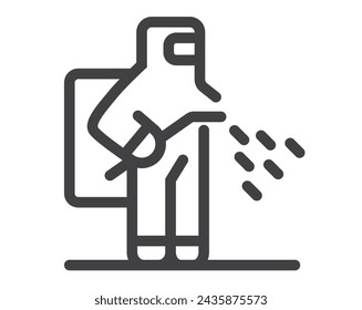 Disinfection workers making disinfection protection work. Pest control icon. Vector graphic design illustration element