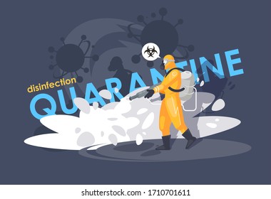 disinfector in a chemical protection suit. Protection from the virus. Biological hazard. Coronavirus.