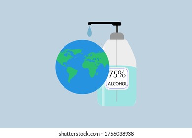 disinfector disinfects the earth, vector illustration, disinfection, fight against viruses, bacteria
