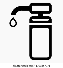 Disinfector Icon. Hand disinfection. Coronavirus Prevention Virus protection. Antibacterial agent. Vector icon.