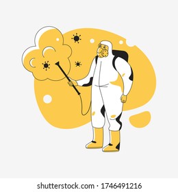 Disinfector. Vector. Cartoon. Isolated art on white background. Flat Yellow and black