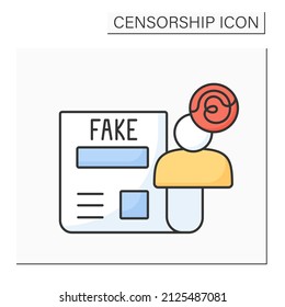 Disinformation Color Icon. Fake. Spread False Information To Influence Public Opinion. Censorship Concept. Isolated Vector Illustration