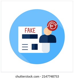 Disinformation flat icon. Fake. Spread false information to influence public opinion. Censorship concept. 3d vector illustration