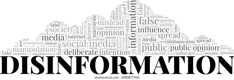 Disinformation word cloud conceptual design isolated on white background.