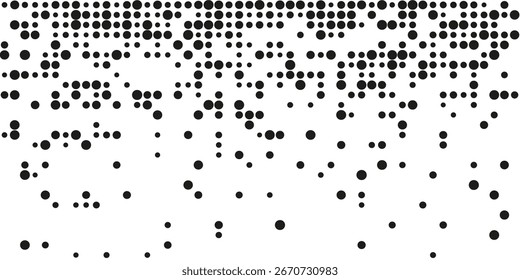Disintegration Punktkreis Kornrauschen, Fade Halbton Effekt, disperse Punktarbeit, Dispersed Hintergrund Mosaik Pixel Gitter. 