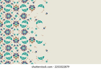 Disintegration floral template based on geometric islamic mosaic design. Abstract background. 