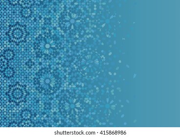 Disintegration mosaic Template. Traditional Morocco Islamic Arabic Design. Blue and light blue.