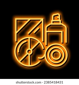 vector de señal de luz de neón de residuos plásticos de disco y frasco. ilustración de residuos de plástico de disco y frasco