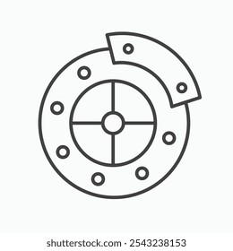Icono de freno de disco en negro delineado y sólido.