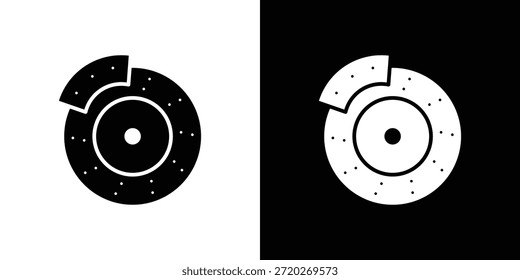 Symbol für Scheibenbremse. Schwarz-Weiß einfaches flaches Design-Symbol