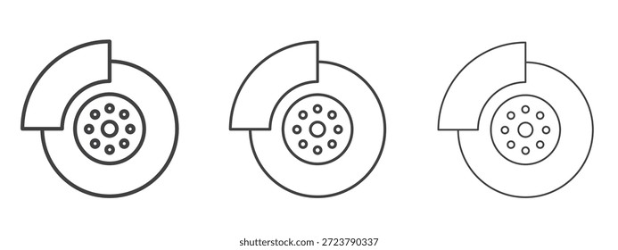 Scheibenbremse Symbol in Linie Kunst doodle Stil. Bearbeitbares Konturumrisszeichen, eps 10