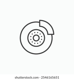 Disk brake icon in thin outlined.