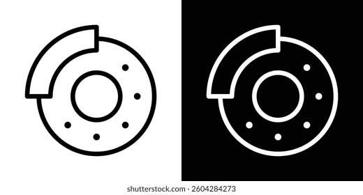 Disk brake icons vectors set in stroke line style.