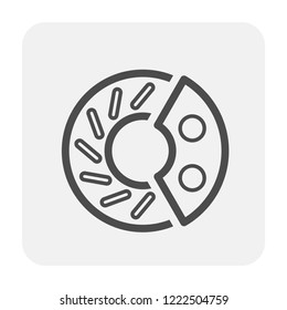 Disk brake vector icon consist of disc, caliper, pad, rotor. Stop system, safty equipment or component part for wheel of auto car, automotive vehicle, automobile. Concept for check, repair, service.
