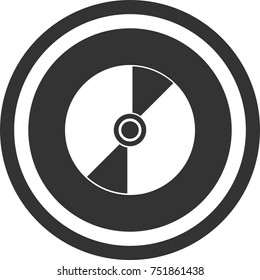 Disk cd/dvd icon . Dark circle sign design