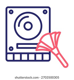 Ilustração de vetor de estilo de cor da linha do ícone da limpeza de disco