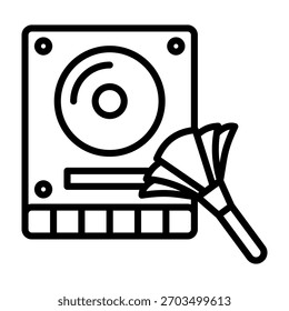 Ilustração de vetor de estilo de linha de ícone da limpeza de disco