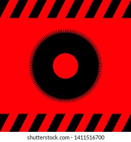 Disk for cutting metal black on a red background, vector illustration for design.