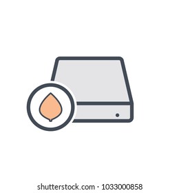 Disk drive eco hard storage icon. Vector illustration