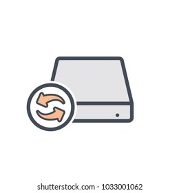 Disk drive hard reload storage icon. Vector illustration