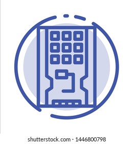 Disk, Drive, Hardware, Solid, Ssd Blue Dotted Line Line Icon