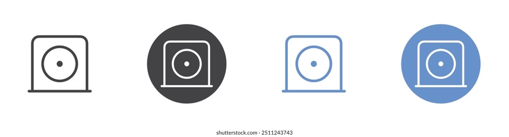 Icono de la unidad de disco Conjunto plano en color blanco y negro