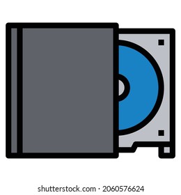 DISK DRIVE LINE COLOR ICON VECTOR