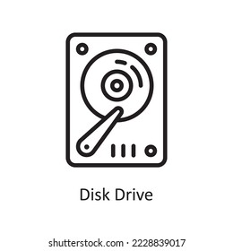 Disk Drive Vector Outline Icon Design illustration. Housekeeping Symbol on White background EPS 10 File