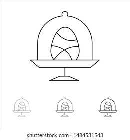 Disk, Egg, Food, Easter Bold and thin black line icon set. Vector Icon Template background