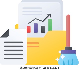 Disk fragmentation or cleanup concept, File optimization vector color icon design, Web hosting service Symbol, Computing machines Sign, Internet Application Management stock illustration