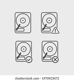 disk, full capacity, error, available disk silhouette icon