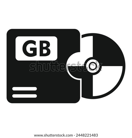 Disk gb focus solid icon simple vector. Cloud size byte. Computer flash plastic