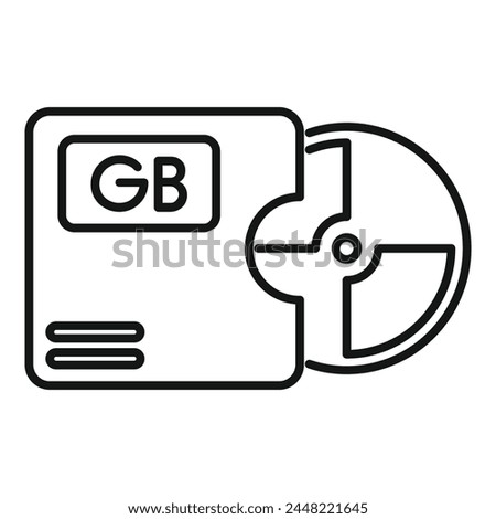 Disk gb focus solid icon outline vector. Cloud size byte. Computer flash plastic
