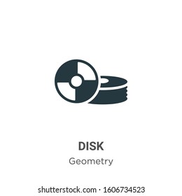Disk glyph icon vector on white background. Flat vector disk icon symbol sign from modern geometry collection for mobile concept and web apps design.
