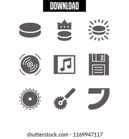 disk icon. 9 disk vector set. blade, puck, diskette and saw blade icons for web and design about disk theme