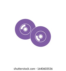 disk icon, cd icon, line art design. Stock vector illustration isolated on white background.