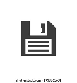 Disk Icon Isolated on Black and White Vector Graphic