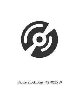 Disk icon isolated on a white background. Logo silhouette design template. Simple symbol concept in flat style. Abstract sign, pictogram for web, mobile and infographics - stock vector