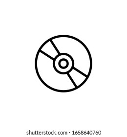 Disk icon in linear, outline icon isolated on white background