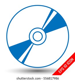 Disk icon. Disk with patch of reflected light picture. Disk flat vector. CD. DVD. Laser disc icon. Vector illustration.
