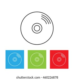 Disk icon. Simple logo of CD or DVD disc isolated on white background. Flat vector illustration.