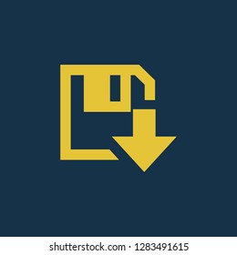 Disk icon, disk symbol. Flat vector sign isolated on blue background. Simple vector illustration for graphic and web design.