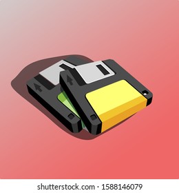 disk icon vector, flat design style.