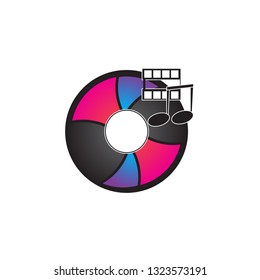 disk icon. Vector graphics. Music storage and galleries