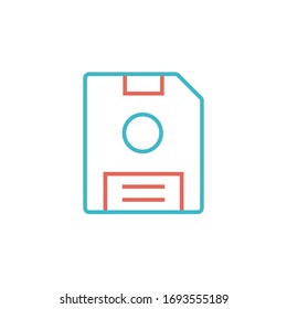 disk icon vector illustration with two color line style. isolated on white background