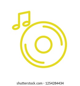 disk icon with yellow outline style,modern,smart and suitable with web.