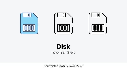 Disk Icons thin line and glyph vector icon stock illustration